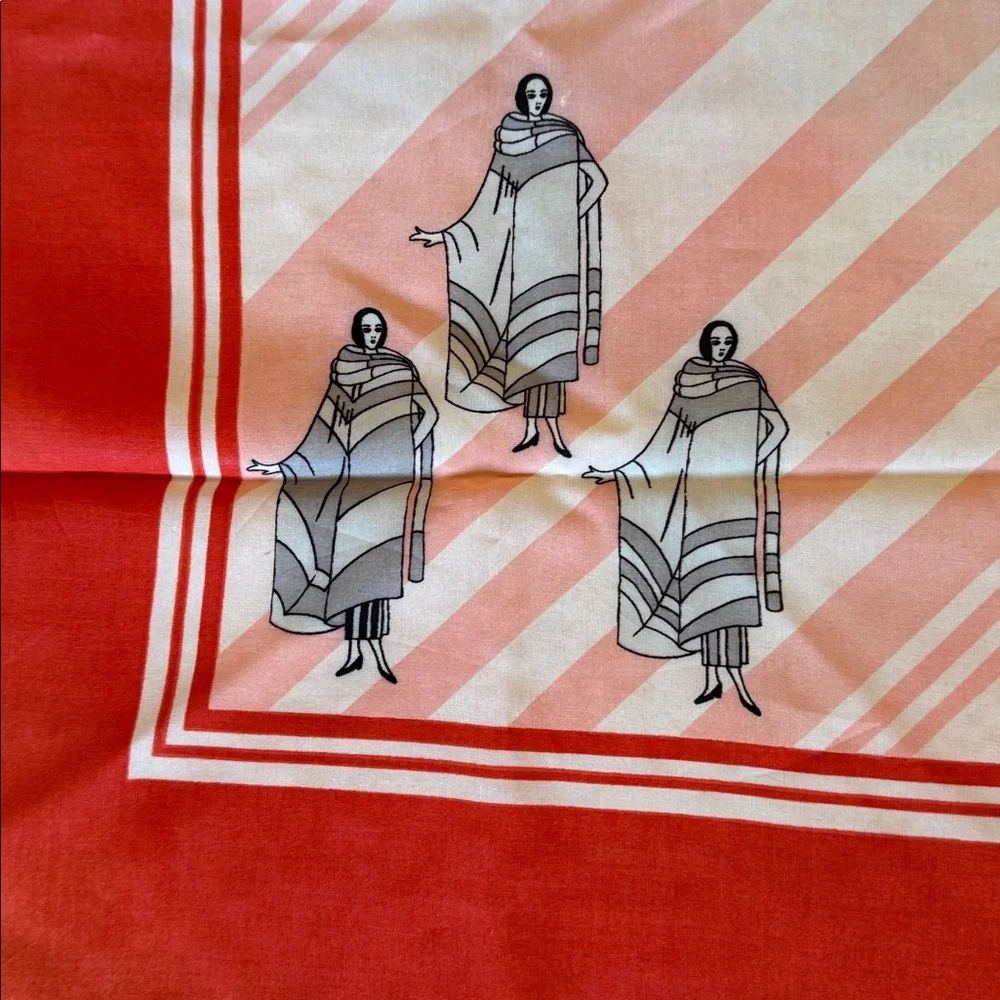 Vintage square scarf art deco ladies fashion print